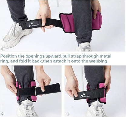 Sportneer Adjustable Ankle/Wrist Weights for Men Women Kids, Weighted Leg & Cuff Strength Training for Yoga Walking Running Aerobics Gym Fitness Physical Therapy