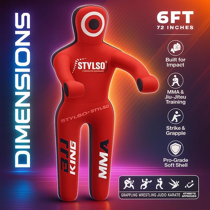 Unfilled Grappling Dummy – Adult Life Size Wrestling & BJJ Training Dummy, MMA Jiu Jitsu Judo Takedown & Throwing Practice, Heavy-Duty Triple-Stitched Canvas Submission Dummy