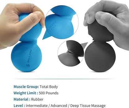 5BILLION Peanut Massage Ball - Double Lacrosse Massage Ball & Mobility Ball for Physical Therapy - Deep Tissue Massage Tool for Myofascial Release, Muscle Relaxer, Acupoint Massage (Black)