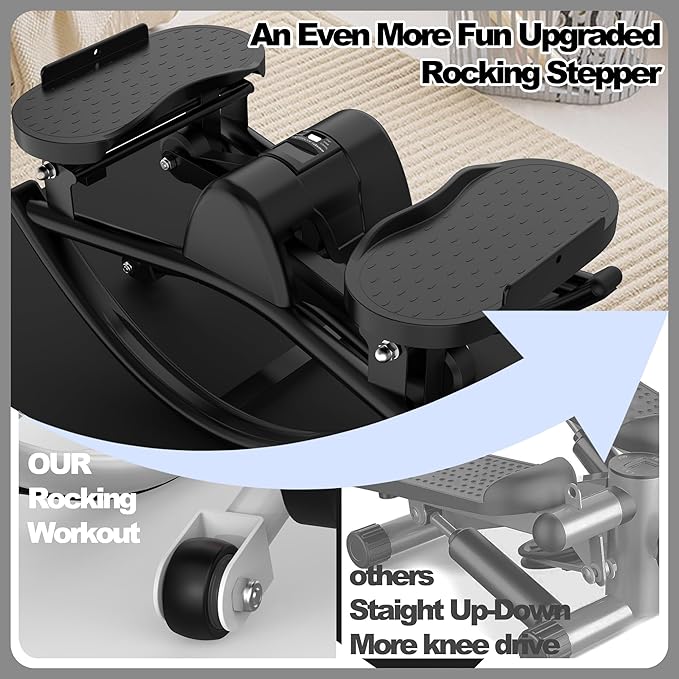 Rocking Stepper for Exercise at Home, 2026[New Vision] Motion Stair Stepper with Resistance Bands & Balance Board, Low-Impact Full Body Workout Equipment, Stable Structure Exercise Equipment