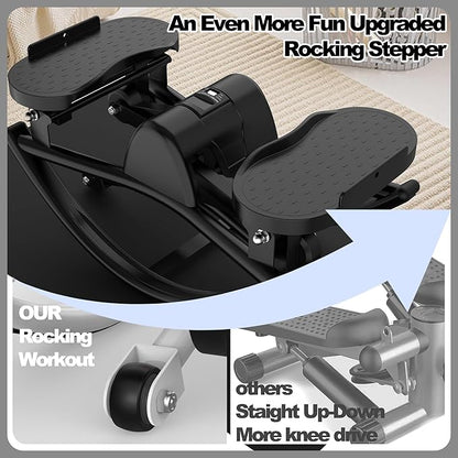Rocking Stepper for Exercise at Home, 2026[New Vision] Motion Stair Stepper with Resistance Bands & Balance Board, Low-Impact Full Body Workout Equipment, Stable Structure Exercise Equipment