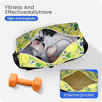 C&F BOGMOST Small Gym Bag for Women & Men,Small Lightweight Duffel Bag Carry On Bags Mini Duffel Travel Bag Waterproof Sports Bags for Workout/Sport/Trave,Fruit Lemon