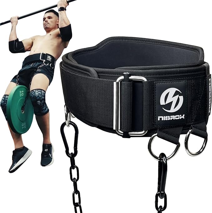 2-in-1 Weightlifting Belt & Dip Belt with 41 IN Steel Chain, Double-Layer Design, Powerlifting Gym Belt for Pull Up, Squat, Deadlifts & Added Weight Training, Unisex for Men & Women