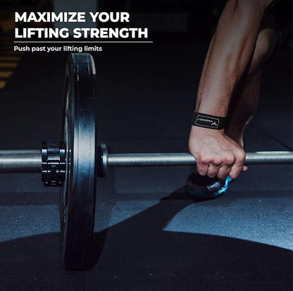 Lifting Straps for Weightlifting, Bodybuilding, Powerlifting, Strength Training, & Deadlifts - Padded Neoprene 21 inch Cotton Lifting Wrist Straps, Gym Wrist Straps for Weight Lifting