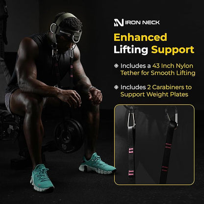 Iron Neck , Versatile Neck Exerciser, Strengthener and Trainer with Adjustable Head and Chin Strap, Portable Head Harness for Weight Lifting, Home and Gym Use
