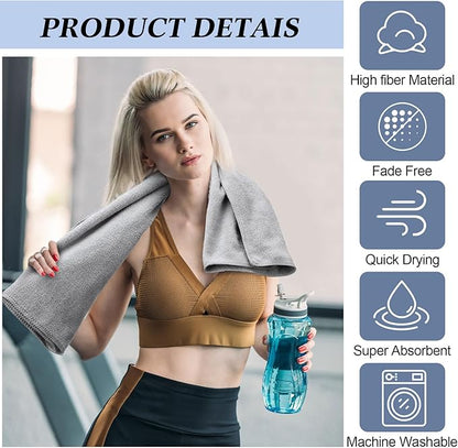36 Pcs Microfiber Gym Towel 16 x 28 in Bleach Proof Towels Absorbent Soft Sweat Towels Quick Dry Lightweight Towel for Hand Salon Bath Spa Hotel Pool Home Hair Care(Light Grey)
