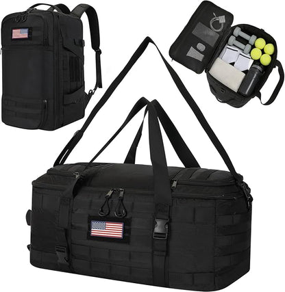 Tactical Gym Bag for Men 40L Tactical Duffel Bag Backpack Gym Bag Large With MOLLE Water Resistant 600D Degree Full Opening Powerlifting for Travel Crossfit Football