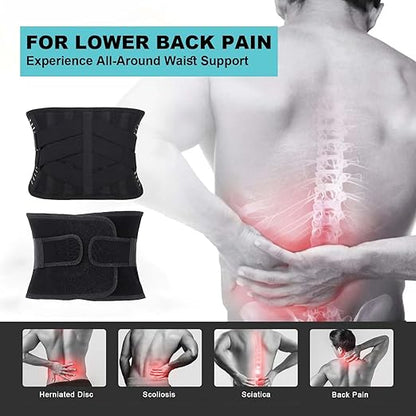 Back Brace for Lower Back Pain Relief, Anti-skid Lumbar Support Belt With Mesh for Women Men, Adjustable Lumbar Support Brace for Sciatica, Scoliosis, Body Shape Waist Trainer for Heavy Lifting, Gym, Workouts (XXL)
