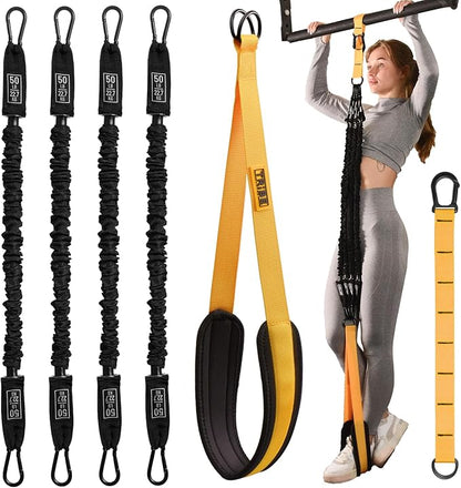 Pull Up Assistance Bands - 4 Heavy Duty Pull Up Bands with Adjustable Strap and Foot Rest - Stackable Pull Up Assist Band Set for Pull Up Bar - Resistance Bands for Pull Ups Chin Ups Strength Training