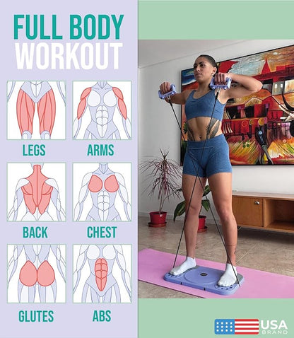 Pilates Board Portable Reformer Set Pilates Kit with Resistance Bands Ball Timer Display for Home Workout Fitness Abs Glutes Women Foldable Multifunction Pilates Machine