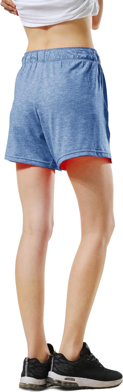 Liberty Imports 1 or 5 Pack Womens Lounge Workout Shorts with Zipper Pockets 5" Inseam Lightweight Athletic Casual Shorts