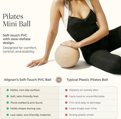 Pilates Kit for Home Workouts with 14” Pilates Ring Pilates 8” Mini Ball with and 3 Booty Bands Set, Pilates Essentials Kit for Women with Guided Workout Video, Home Pilates Equipment, Beige