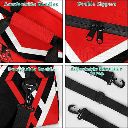 Personalized Gym Cheer Sports Bag Girls, Custom Sport Dance Ballet Duffel Bag Weekender Bags Travel Swimming Shoulder Bag Red Black Design
