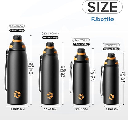 Fjbottle Insulated Stainless Steel Water Bottle, 20 Oz Leakproof Water Bottles, Ice Reusable Tumbler, Double Wall Vacuum Jug, Lightweight Durable for Traveling & Sports, Workout, 20oz