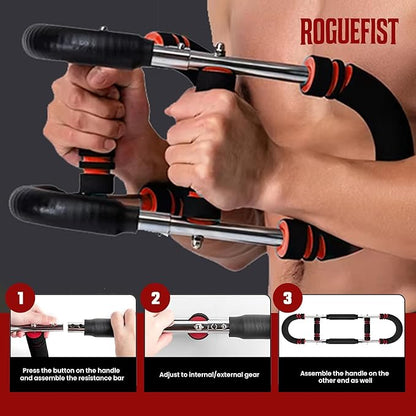 Twister Arm Trainer, Adjustable 3 Resistance Levels (60–100 lbs) Stainless Steel Arms Strengthener for Shoulders, Biceps Chest Workout Equipment with Added Silicone Gym Grip Pads