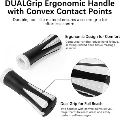 Muscle Roller Massage Roller Stick- Deep Tissue Fascia Blaster for Myofascial Pain Relief, Lymphatic Drainage & Body Sculpting, Handheld Physical Therapy & Recovery Tool (White black-18 inch)