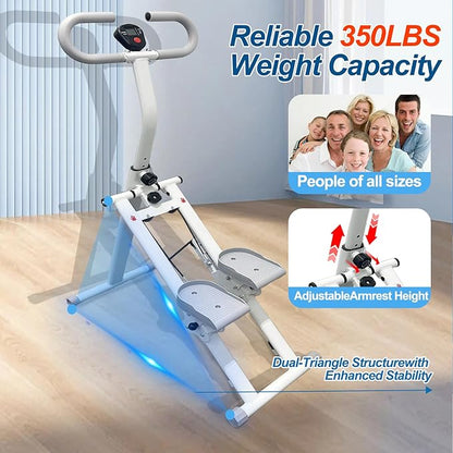 Stepper Machine Adjustable Handles, Compact Stepper Exercise Machine with LCD Display for Home Cardio Workout