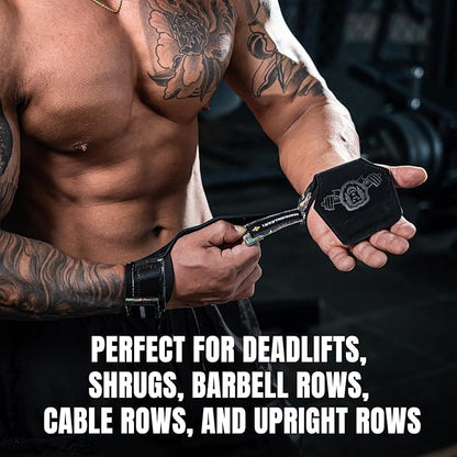 MANUEKLEAR Gym Straps Weight Lifting, Double Leather Lifting Straps for Men Deadlift with Cushion Wrist Loop, Gym Lifting Wrist Wraps for Weightlifting