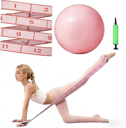 Home Pilates Kit - 12-Segment Resistance Bands + Small Pilates Ball + Random Color Air Pump | Multi-Functional Exercise Bands Resistance an Excellent Yoga Pilates Equipment