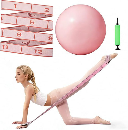 Home Pilates Kit - 12-Segment Resistance Bands + Small Pilates Ball + Random Color Air Pump | Multi-Functional Exercise Bands Resistance an Excellent Yoga Pilates Equipment
