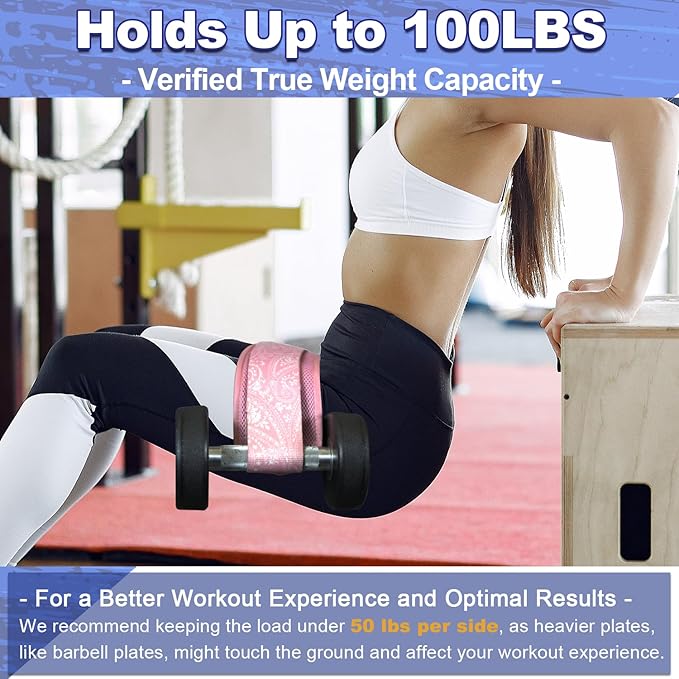 Hip Thrust Belt - Adjustable Fitness Belt for Dumbbells, Kettlebells, Plates - Support Up to 100 lbs - For Glute Workouts at Home Gym - Gifts Ideas for Women, Black