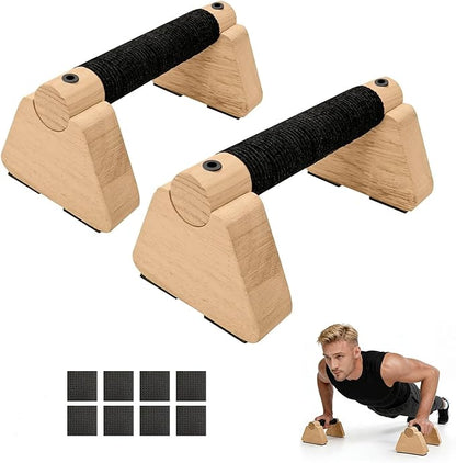 Wooden Fitness Equipment Parallettes Bars Push Up Bars & Calisthenics Bar Handstand Blocks and Pushup Handles for Men