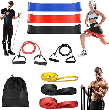 8-Piece Resistance Band Set for Home Workout with Pull-Up Assistance Loop and Booty Bands with Handles Ideal for Full-Body Strength Training Glute Activation and Stretching Fitness Kit