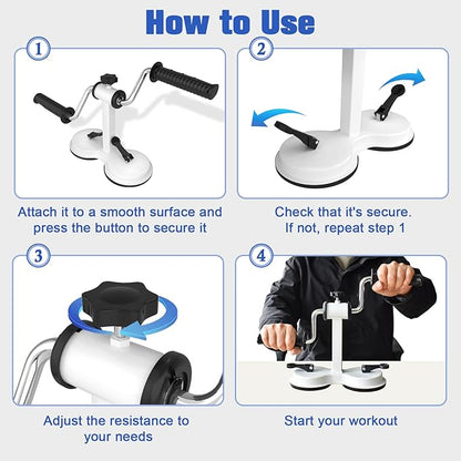 Upgraded Arm Bike for Rehabilitation Exercise for the Elderly, Physical Therapy Equipment, Designed for Arm and Shoulder, Adjustable Resistance, 2 Industrial Suction Cups, White