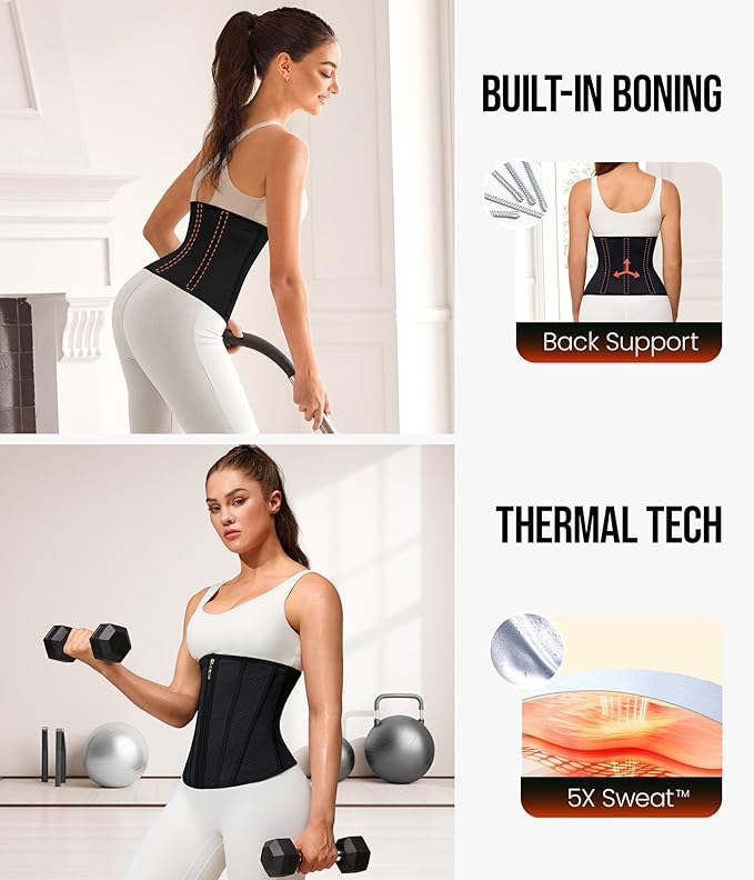Junlan Sweat Waist Trainer for Women - Corset Sweat Band for Working Out
