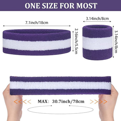 ONUPGO Sweatband Set Sports Headband Wristband Set Sweatbands Terry Cloth Wristband Wrist Sweatband Headbands Moisture Wicking Sweat Absorbing Head Band