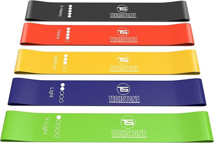 TechStone Resistance Bands Set – 5 Levels Loop Exercise Bands for Men & Women, Elastic Workout Bands for Home Gym, Training, Yoga & Fitness, Carry Bag Included