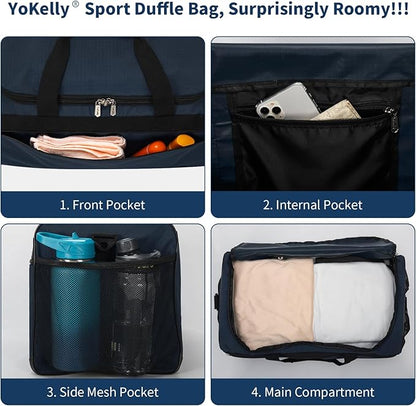 Gym Bag 20 inch Sport Duffle Bag for Men - 40L Weekender Duffel Bag for Travel - Navy Blue