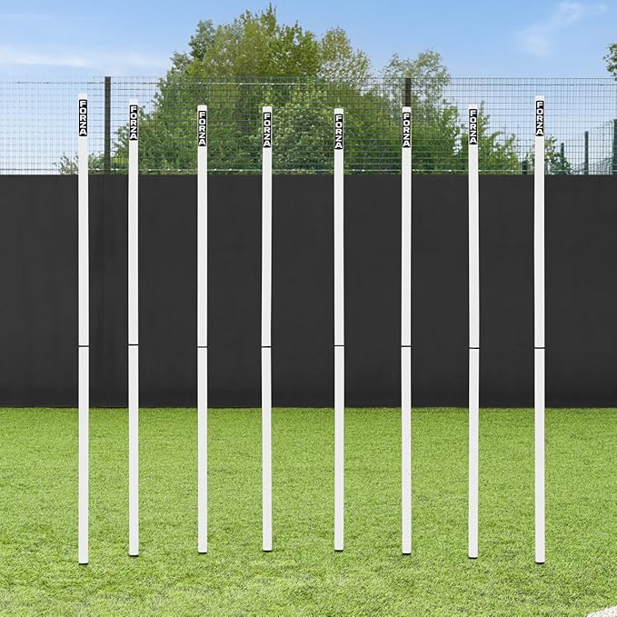 FORZA Slalom Agility Poles | Improve Endurance, Speed & Footwork | Color, Size & Rubber Base Options Available [8 Pack]