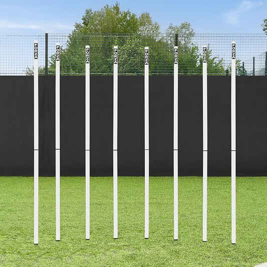 FORZA Slalom Agility Poles | Improve Endurance, Speed & Footwork | Color, Size & Rubber Base Options Available [8 Pack]