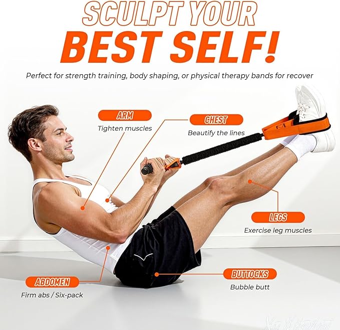 Upgrade Pedal Resistance Band with Handles - Thickened Latex Tubes & Soft Foam Foot Pedal for Full Body Workout, Core/ABS, Legs, Glutes, Arms, Pilates, Physical Therapy