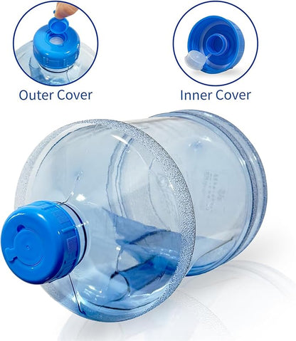 2 Pieces 1 Gallon Water Bottle, Round Plastic Water Jug with Handle and Screw Cap, Reusable Leak Proof Large Capacity Bottles for Camping, Travel, Gym, Sports, Office, Daily Drinking Use