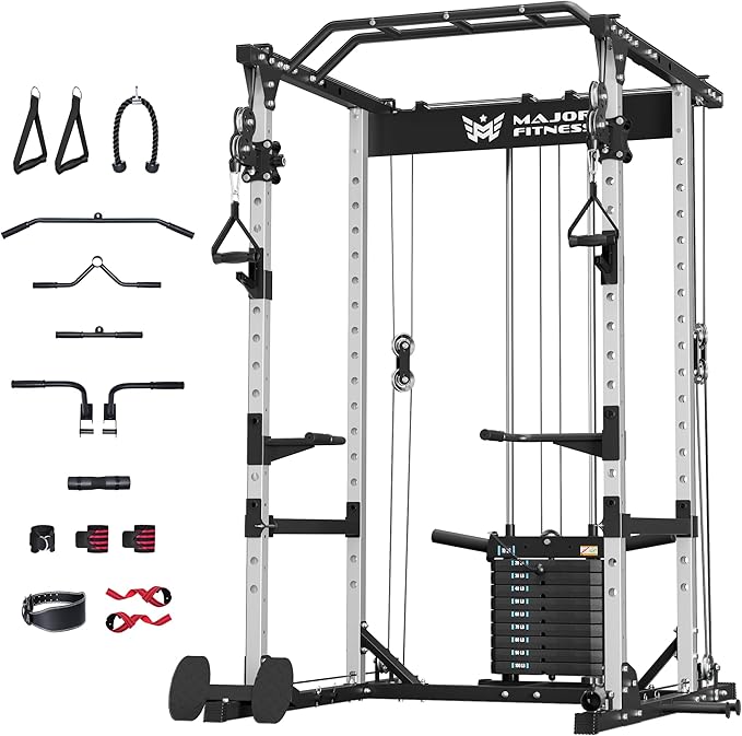 MAJOR FITNESS Drone1 Power Cage - Multi-Function Power Rack for Home Gym, Squat Rack, Cable Crossover System, for Strength Training