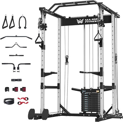 MAJOR FITNESS Drone1 Power Cage - Multi-Function Power Rack for Home Gym, Squat Rack, Cable Crossover System, for Strength Training