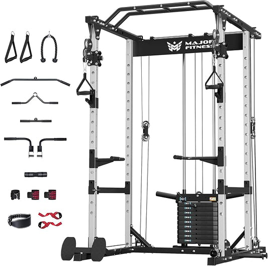 MAJOR FITNESS Drone1 Power Cage - Multi-Function Power Rack for Home Gym, Squat Rack, Cable Crossover System, for Strength Training