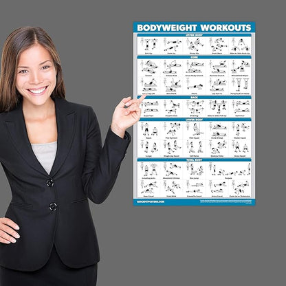 Palace Learning Bodyweight Workout Exercise Poster - Body Weight Workout Chart - Calisthenics Routine -with Plastic Frame, 18" x 24"