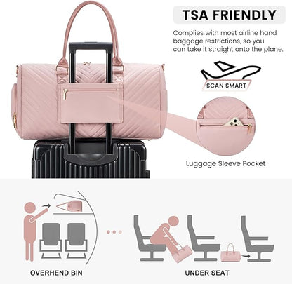 LOVEVOOK Travel Duffle Bag, Weekender Bag for Women with Toiletry Bag, Carry on Overnight Bag with Shoe Compartment, Gym Duffel Bag with Wet Pocket, Mommy Hospital Bags for Labor and Delivery