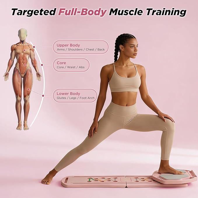 Pilates Reformer 7-in-1 Foldable Home Gym – Multi-Function Pilates Board for Full Body Workout, Core Strength, and Portable Pilates Training