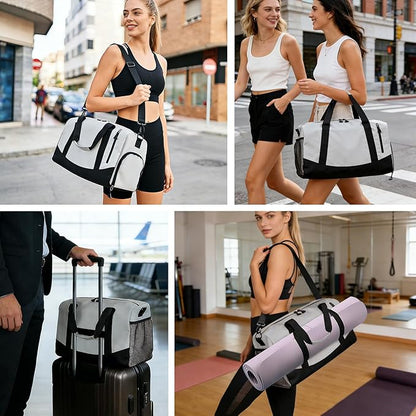 Yoga Mat Bag, Gym Workout Bag with Water Bottle Pocket, Pilates Bag for Women with Wet & Dry Pocket, Yoga Bags and Carriers Fits All Your Stuff, Yoga Tote Bag for Sports Travel Office