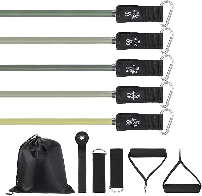 Resistance Bands Set, Exercise Bands for Working Out with Door Anchor/Handle/Ankle Strap/Pouch
