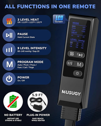 Leg Massager with Heat and Compression : Sequential Compression Boots with 6 Modes,9 Intensity and 3 Heat for Circulation and Pain Relief - Christmas Birthday for Mom, Dad, Athletes, Gym