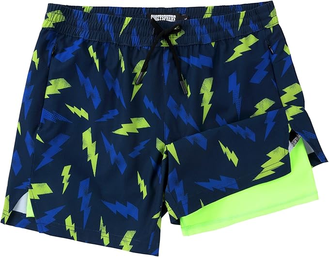 Men 2 in 1 Running Shorts with Compression Liner 5" 7" Quick Dry Workout Athletic Shorts with Pockets Towel Loop