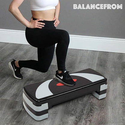 BalanceFrom Aerobic Step Platform Trainer with Adjustable 3-Level Risers, 400 Pound Weight Capacity – Non-Slip Exercise Stepper for Cardio, Strength, and Fitness Workouts, 31", Multiple Colors