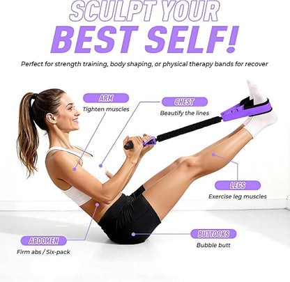 Upgraded Pedal Resistance Bands with Handles, Thickened Latex Tubes and Soft Foam Fabric Foot Pedal for Abdomen, Waist, Arm, Core/ABS, Leg Workout,Sit Up Exercise Equipment for Women