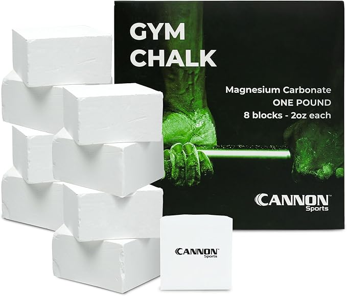 Cannon Sports Gym Chalk Blocks – 1 Pound Magnesium Carbonate 8 x 2oz Individually Wrapped Blocks – Professional Non-Slip, Sweatproof Grip for Weightlifting, Gymnastics, Rock Climbing and More