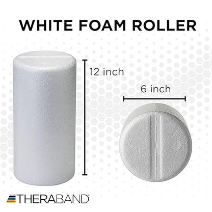 THERABAND Pro Foam Roller, 6" x 12" Round; White Back Roller, Compact 6 Inch Diameter for Deep Tissue Massage, Physical Therapy, Myofascial Release, Core Stabilization